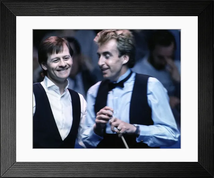 Framed Print : Alex Higgins snooker player alias Hurricane Higgins left with Terry Griffiths snooker Framed Print : Alex Higgins snooker player alias Hurricane Higgins left with Terry Griffiths snooker
