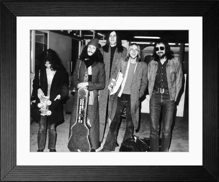 Framed Print : Fleetwood Mac pop group arriving at Heathrow Airport Framed Print : Fleetwood Mac pop group arriving at Heathrow Airport