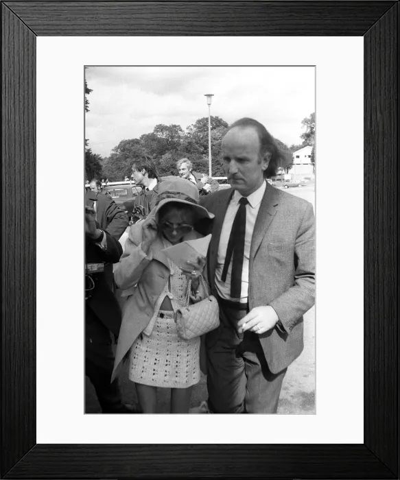 Framed Print : Brian Jones Inquest Rolling Stones July 1969 Builder Frank Thorogood comforts Framed Print : Brian Jones Inquest Rolling Stones July 1969 Builder Frank Thorogood comforts