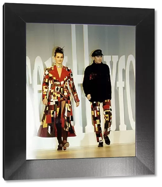 Smon Le Bon and wife Yasmin Le Bon model designs by Joe Casely Hayford