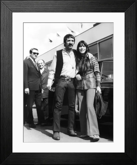 Framed Print : Sonny And Cher American Folk Singing Duo arriving to appear in the Tom Jones Television Framed Print : Sonny And Cher American Folk Singing Duo arriving to appear in the Tom Jones Television