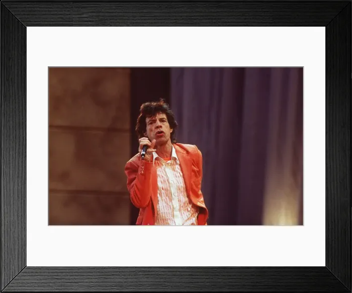 Framed Print : Rolling Stones: Mick Jagger in concert at Wembley Stadium 11th June 1999 Framed Print : Rolling Stones: Mick Jagger in concert at Wembley Stadium 11th June 1999