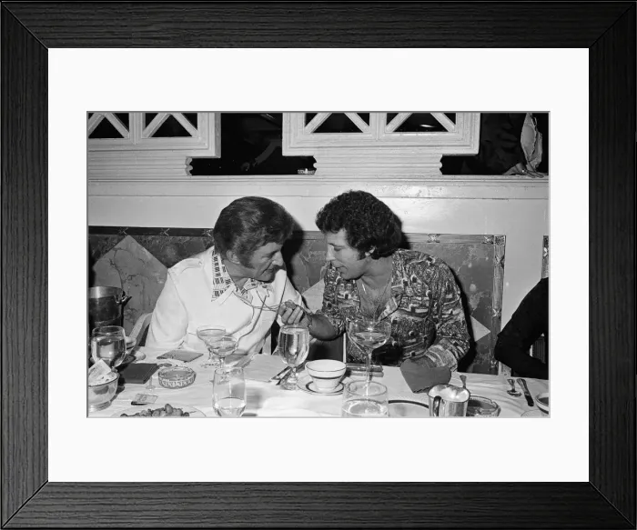 Framed Print : Tom Jones birthday party in Las Vegas. Tom talks with Liberace 17 / 6 / 74 Framed Print : Tom Jones birthday party in Las Vegas. Tom talks with Liberace 17 / 6 / 74