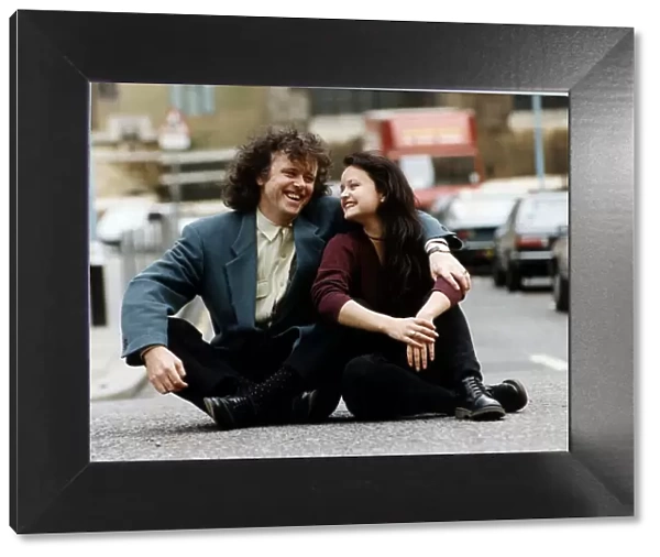 Donovan Pop Star of the 60s with his daughter Singer Astrella Celeste sits on the road