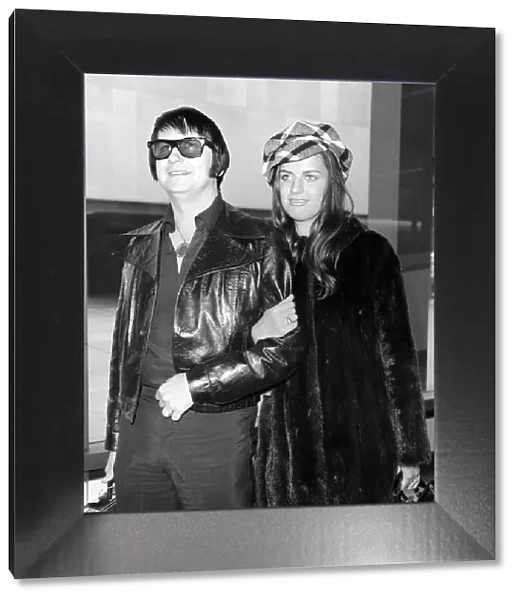 Roy Orbison with his wife Barbara Anne Marie April 1970 at Heathrow