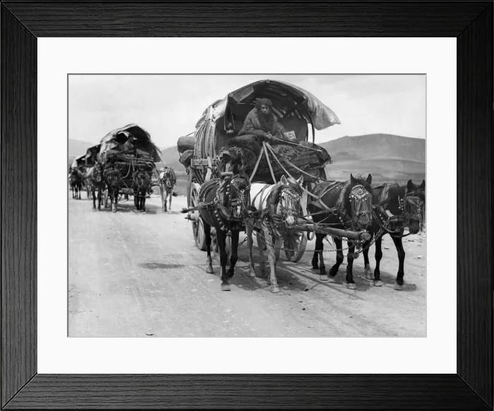 Framed Print : Persia May 1926 A supply caravan crossing the mountains on their way to Teheran Framed Print : Persia May 1926 A supply caravan crossing the mountains on their way to Teheran