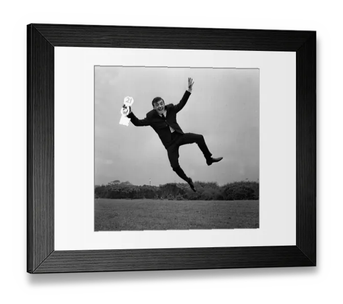 Framed Print : Gerry Marsden jumps for joy on his 21st birthday The man who