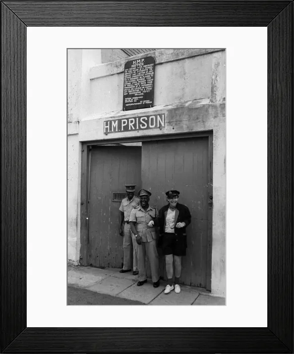 : Sir Elton John pictured outside the jail in the West Indies on the Island of Monstserrat : Sir Elton John pictured outside the jail in the West Indies on the Island of Monstserrat