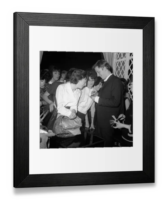 Framed Print : English singer Mike Sarne signing autographs for female fans. 12th September 1962 Framed Print : English singer Mike Sarne signing autographs for female fans. 12th September 1962