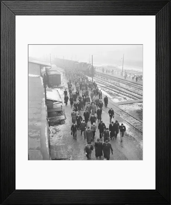 Framed Print : Workers seen here making their way to the Volkswagen factory at Wolfsburg from Framed Print : Workers seen here making their way to the Volkswagen factory at Wolfsburg from