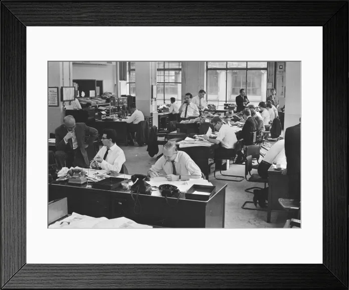 Framed Print : Busy scenes on the Daily Herald news desk, 1964 Framed Print : Busy scenes on the Daily Herald news desk, 1964