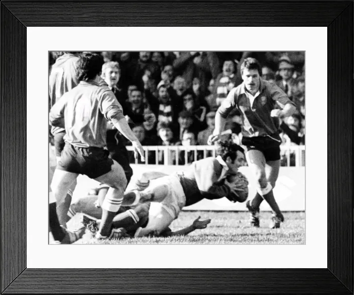 Framed Print : WALES V FRANCE 1978: PICTURE SHOWS: Phil Bennett goes over for his first try