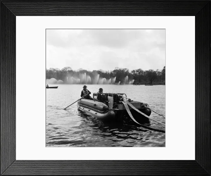 Framed Print : Auxiliary Fire Service exercise in Hyde Park on both sides of the Serpentine Framed Print : Auxiliary Fire Service exercise in Hyde Park on both sides of the Serpentine