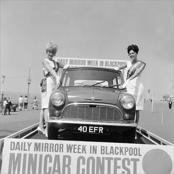 Daily Mirror Mini Car contest at Blackpool. Models Gaynor