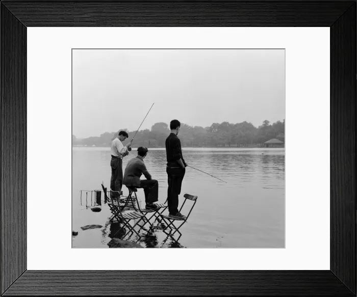 Framed Print : Boys fishing on the Serpentine in Londons Hyde Park. 8th August 1957 Framed Print : Boys fishing on the Serpentine in Londons Hyde Park. 8th August 1957