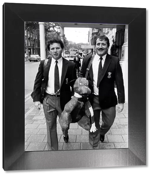 Sport - Rugby - World Cup 1987 - Wales - Billy James and Anthony Buchanan walking down