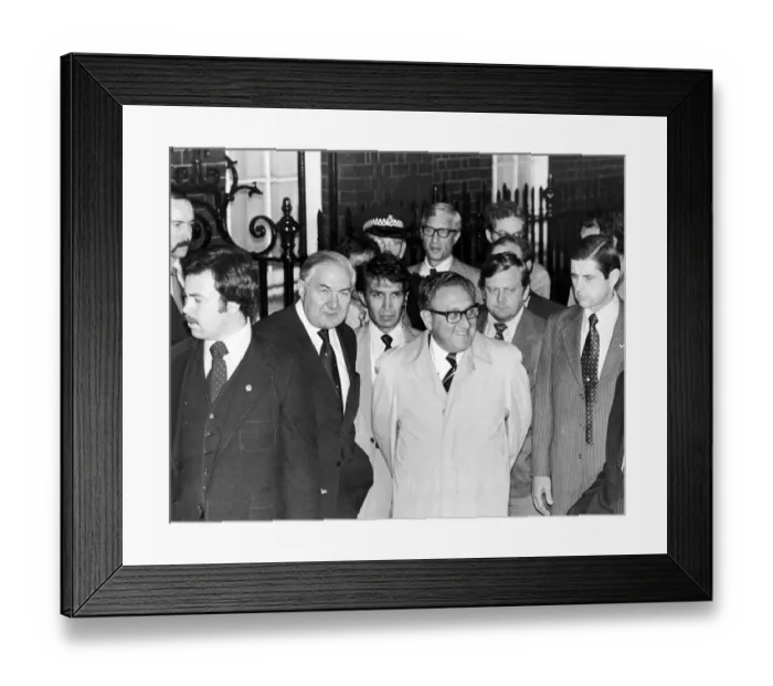 Framed Print : United States Secretary of State Dr Henry Kissinger seen here outside 10 Downing Street