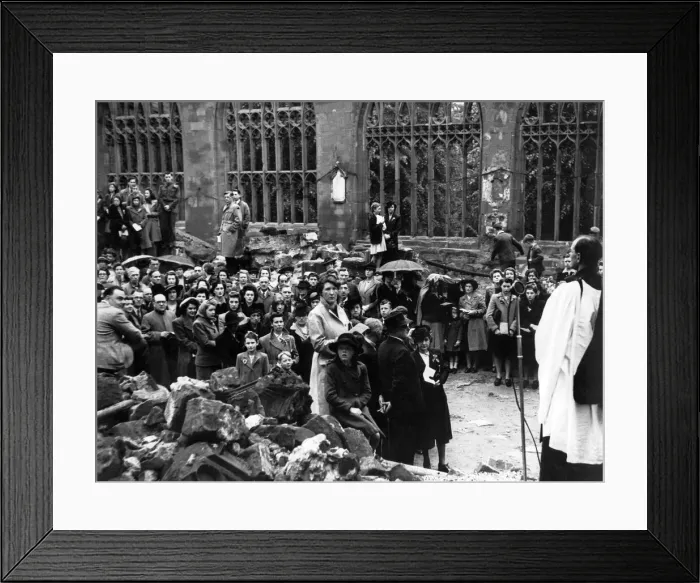 Framed Print : Coventry Cathedral was visited by thousands of people on VE Day Framed Print : Coventry Cathedral was visited by thousands of people on VE Day