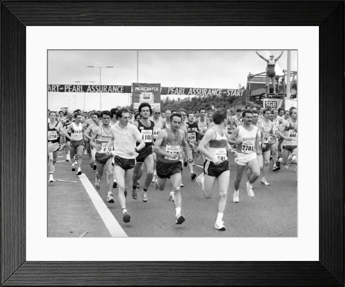 Framed Print : The Great North Run 24 July 1988 - Runners surge over the start line Framed Print : The Great North Run 24 July 1988 - Runners surge over the start line