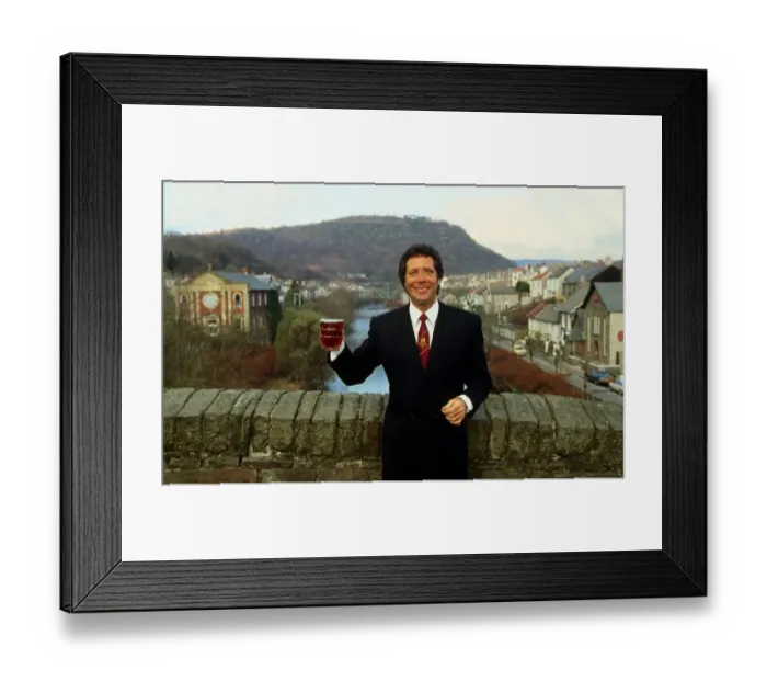 Framed Print : Tom Jones on Pontypridd Bridge December 1987