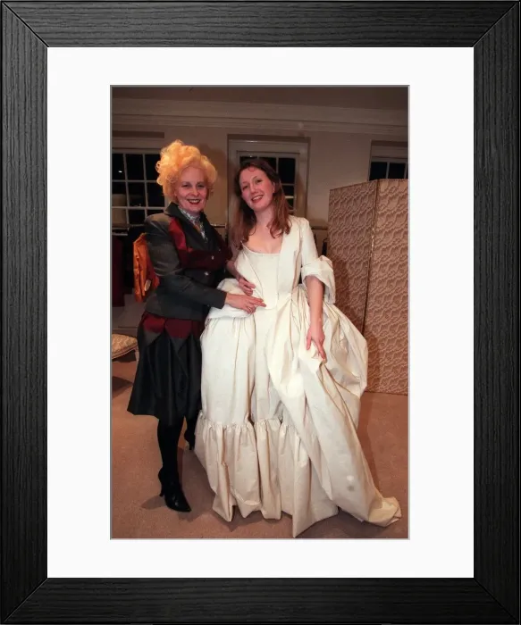 Framed Print : Lynne Johnston Clothes Show Bride of the Year February 1998 with Vivienne Westwood being