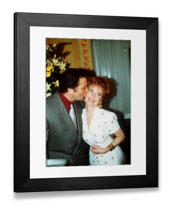 Framed Print : Lulu singer Variety Club white dress gold earrings celebrates her 25 years in show