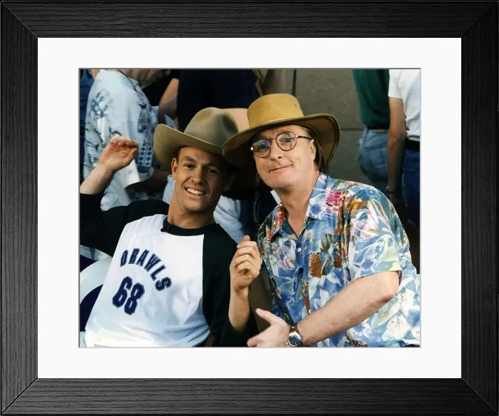Framed Print : Actor Jason Donovan with John Millar of the Daily Record Framed Print : Actor Jason Donovan with John Millar of the Daily Record