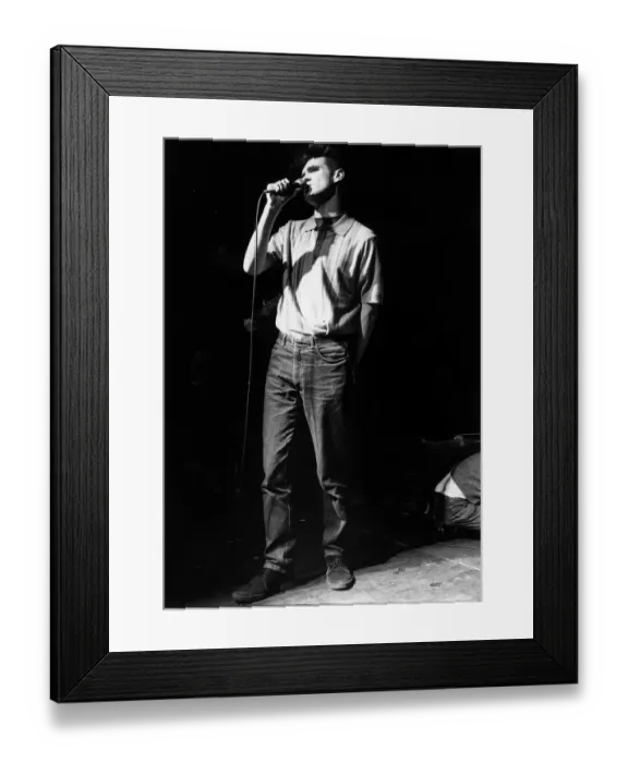 Framed Print : The Smiths pop singer Morrissey singing on stage 1984 Framed Print : The Smiths pop singer Morrissey singing on stage 1984