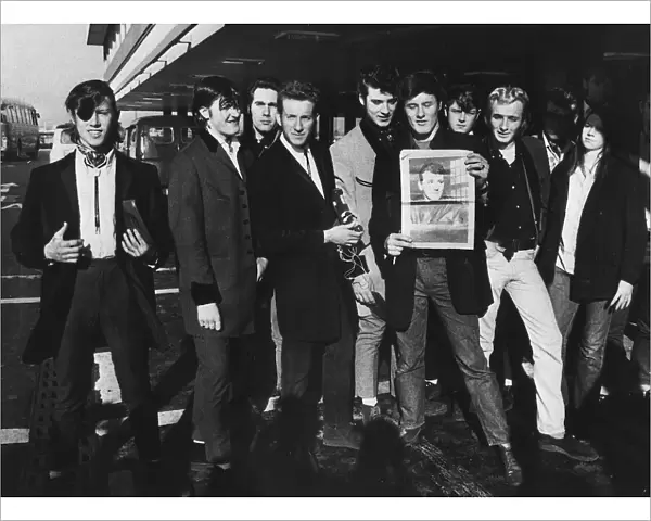 Teddy Boys waiting to greet Gene Vincent at Heathrow 1969