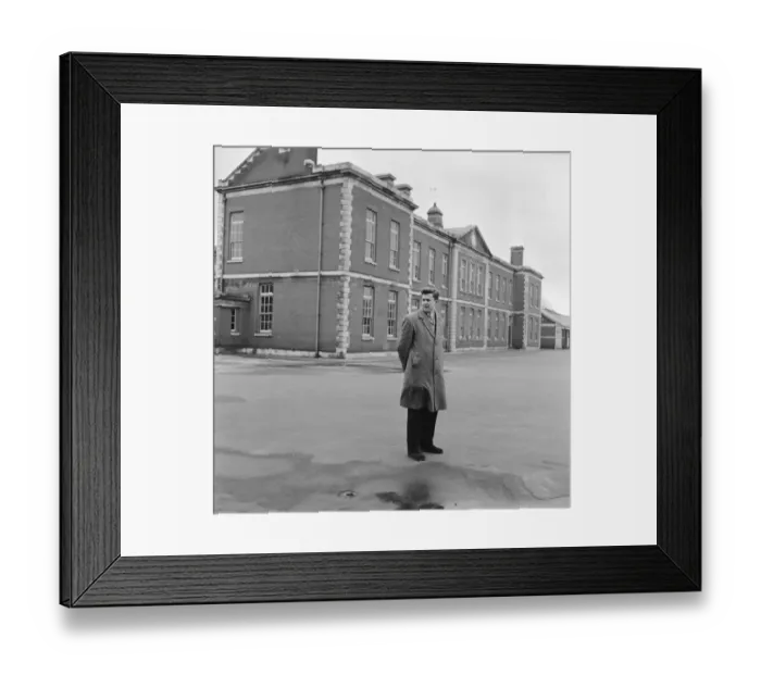 Framed Print : British pop singer Terry Dene at Winchester Barracks as he starts his two year service in
