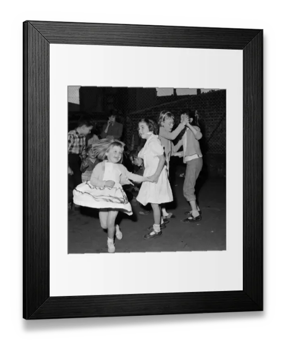 Framed Print : Children dancing to rock n roll music at Mandeville block of flats off Chapel Market