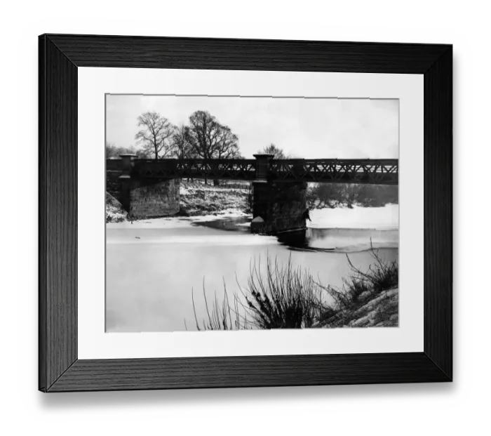 Framed Print : The River Wear is frozen over from bank to bank near Lambton Castle