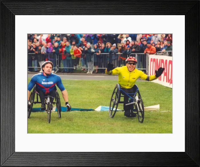 Framed Print : The Great North Run 4 October 1998 - The close finish of the wheelchair race