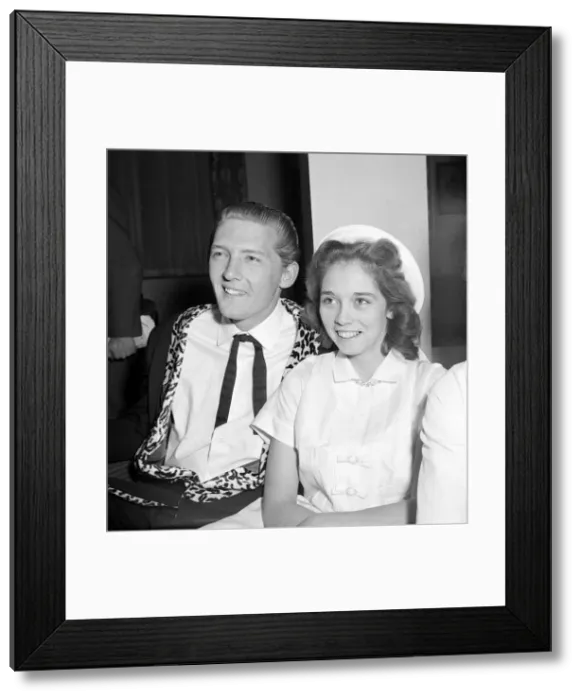 Framed Print : Jerry Lee Lewis Rock and Roll singer May 1958 with his 13 year old wife Myra in