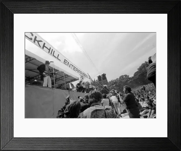 Framed Print : Rock group King Crimson performing on stage 5th July 1969 to the audience Framed Print : Rock group King Crimson performing on stage 5th July 1969 to the audience