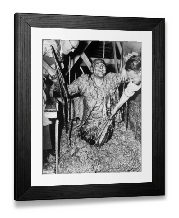 Framed Print : Another fine mess I ve gotten myself into. Sam Wanamaker buried in liquid Framed Print : Another fine mess I ve gotten myself into. Sam Wanamaker buried in liquid