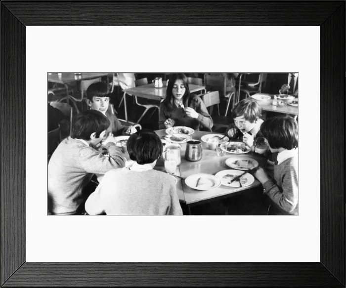 Framed Print : Pupils at Aidans School, Carlisle tucking into their school lunches Framed Print : Pupils at Aidans School, Carlisle tucking into their school lunches