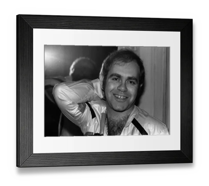 Framed Print : Rock superstar Sir Elton John during his American tour 1979