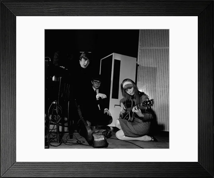 Framed Print : Peter Asher and Gordon Waller rehearse with Peters sister Jane Asher at the EMI Framed Print : Peter Asher and Gordon Waller rehearse with Peters sister Jane Asher at the EMI