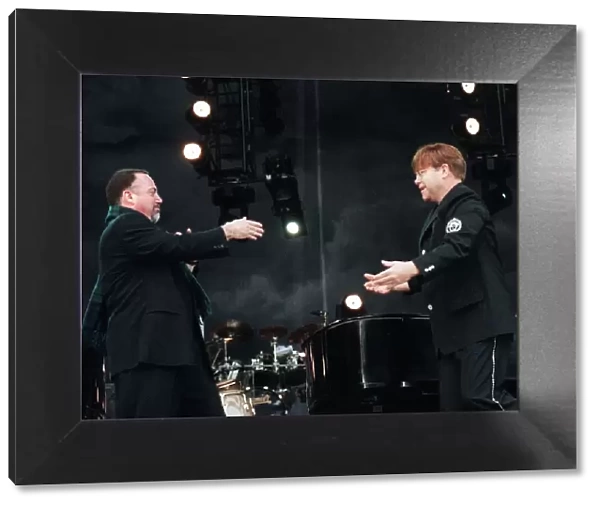 Billy Joel and Elton John on stage at Ibrox June 1998