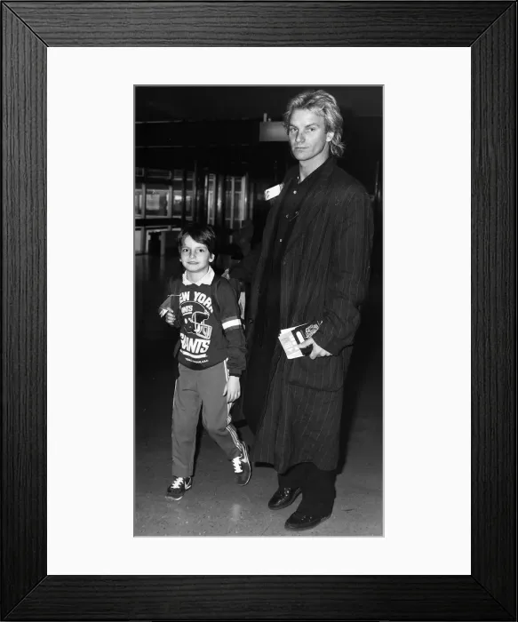 Framed Print : Sting singer with pop group Police aka Gordon Sumner 1984 with his son Joe Sumner