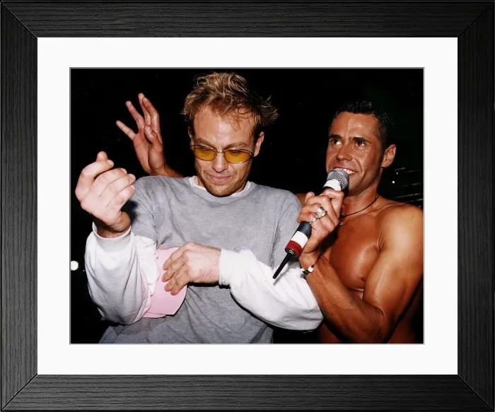 Framed Print : Jason Donovan Mr Gay UK contest yellow sunglasses Framed Print : Jason Donovan Mr Gay UK contest yellow sunglasses