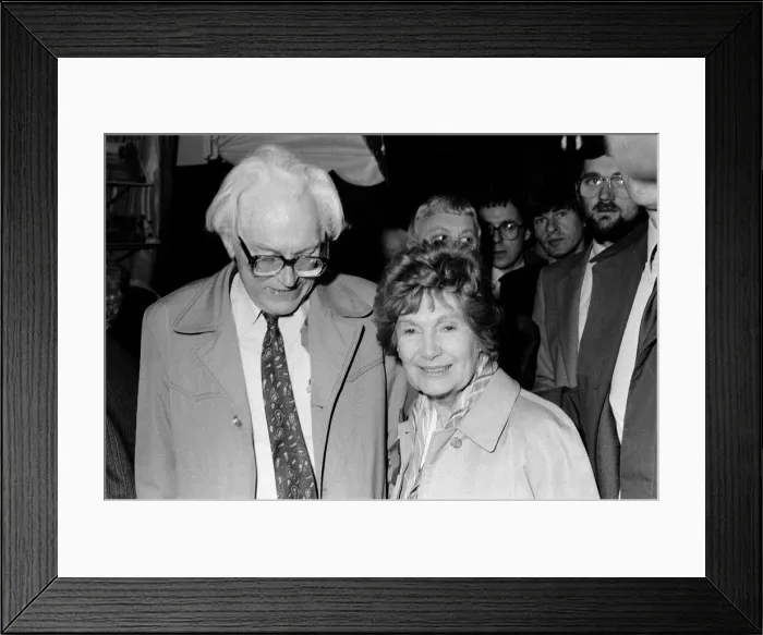 Framed Print : Labour leader Michael Foot and his wife Jill on the election tour in Lancashire