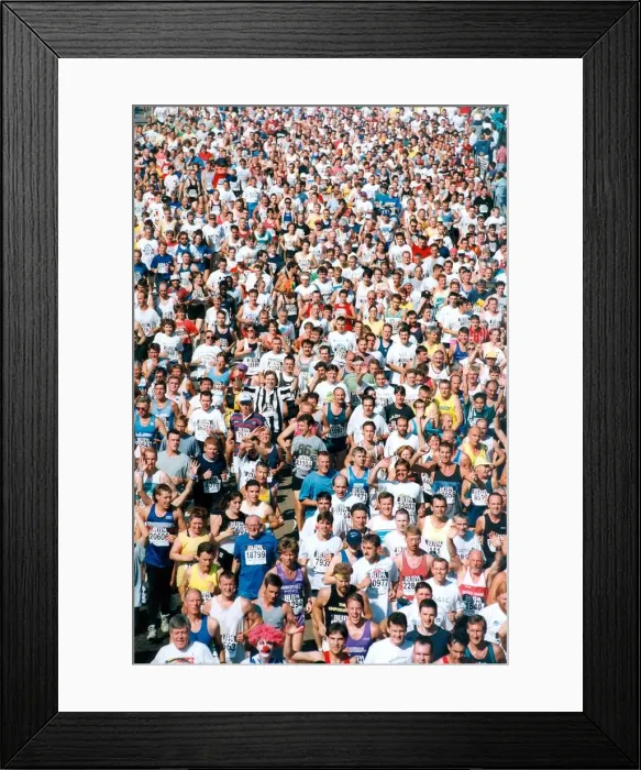 Framed Print : Great North Run, 15 September 1996 - A sea of faces - runners pour over the Tyne Bridge