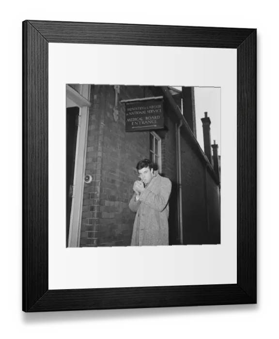 Framed Print : Marty Wilde, singer, pictured outside Army Recruiting Office ahead of his National Framed Print : Marty Wilde, singer, pictured outside Army Recruiting Office ahead of his National