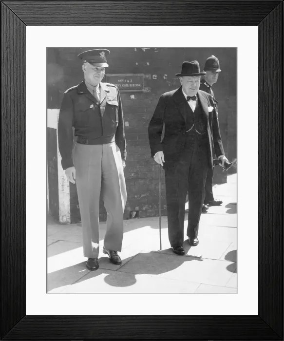 Framed Print : General Dwight D Eisenhower seen here with Prime Minister Winston Churchill following Framed Print : General Dwight D Eisenhower seen here with Prime Minister Winston Churchill following