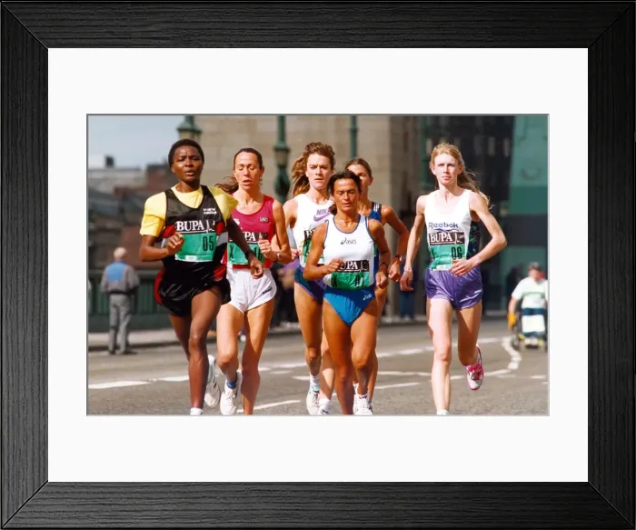 Framed Print : Great North Run, 18 September, 1994 - The leading womens group on the Tyne Bridge Framed Print : Great North Run, 18 September, 1994 - The leading womens group on the Tyne Bridge