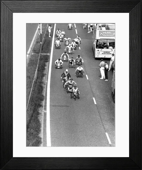 Framed Print : The Great North Run, 18 June, 1989 - The leaders in the wheelchair race Framed Print : The Great North Run, 18 June, 1989 - The leaders in the wheelchair race