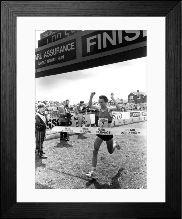 Framed Print : The Great North Run 24 July 1988 - Mens race winner John Treacy crosses the finish line Framed Print : The Great North Run 24 July 1988 - Mens race winner John Treacy crosses the finish line