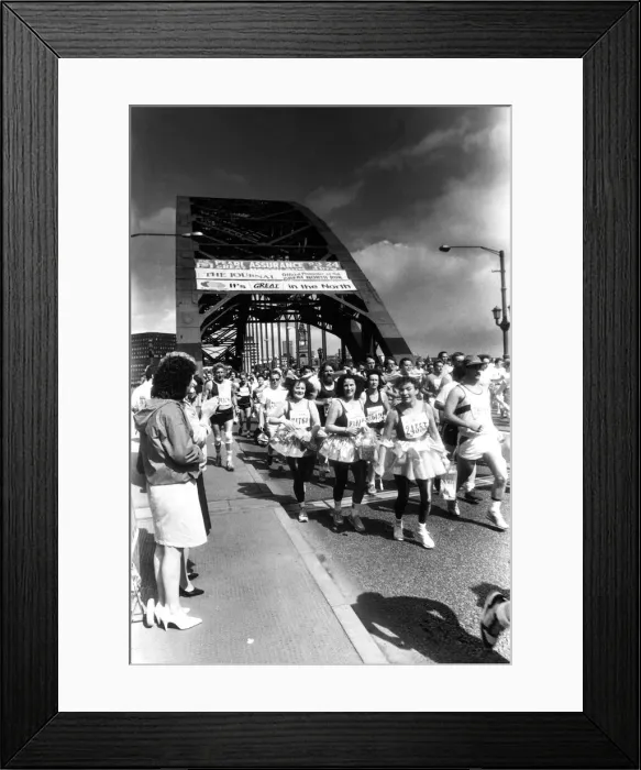 Framed Print : The Great North Run 24 July 1988 - Fancy-dress runners on the Tyne Bridge Framed Print : The Great North Run 24 July 1988 - Fancy-dress runners on the Tyne Bridge